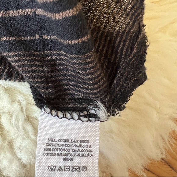 Free People Striped Button Up Tunic Black Brown XS - Picture 9 of 10